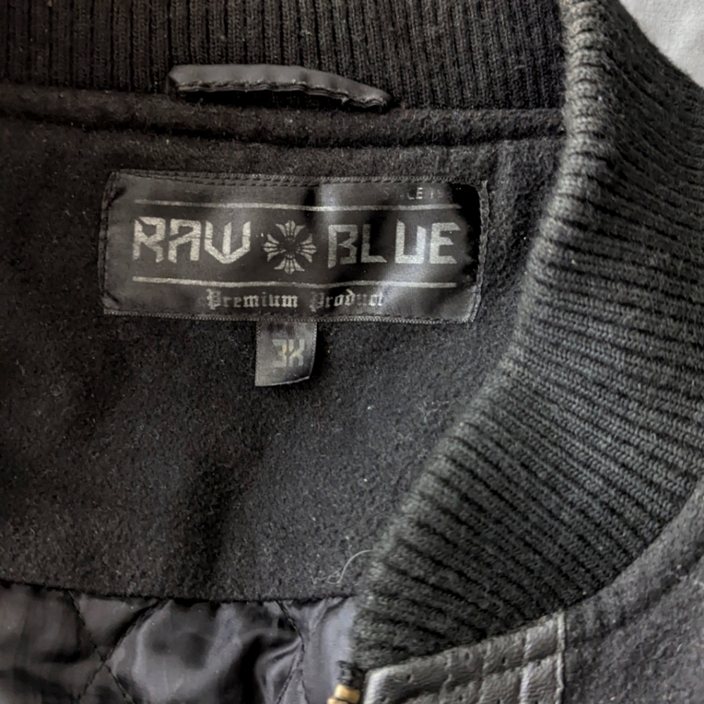 Men's leather leather and wool jacket